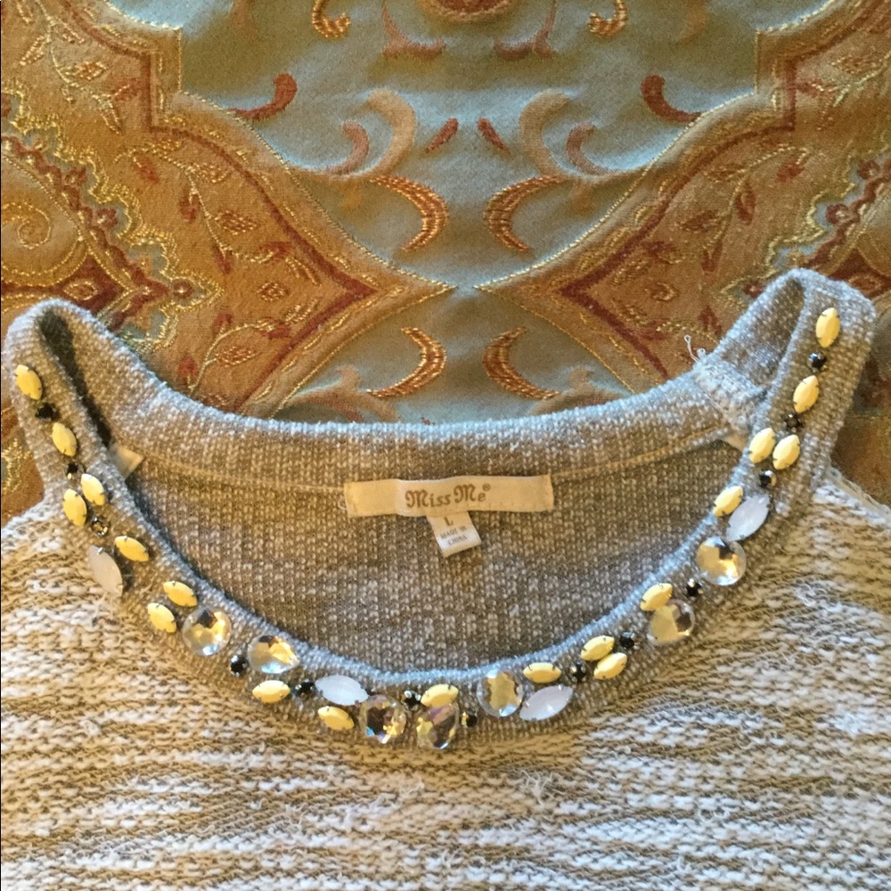 Miss Me Cold Shoulder Sweatshirt with jewel neck